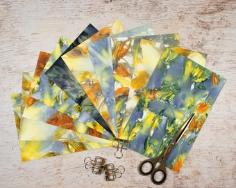 Ecoprint Paper Pack, Day Lily & Flowers Ecodyed Paper, Art Journal Fodder, For Junk Journals, Scrapbooking, Cardmaking, Collage, Ecofriendly