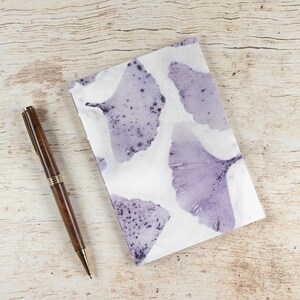 Ginkgo Leaf Pocket Notebook, Mini Jotter, Travel Notebook, Ecoprint Cover, Lined Pages, Purse Journal, Hand Bound, Nature's Colors White Ginkgo 3