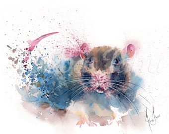 Rat Watercolor Print Gifts for Coworkers rat rat gifts