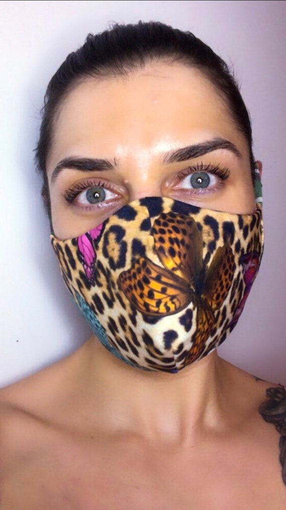 Adult Animal Print Reusable Face Mask 3 Layer Face Covering Etsy