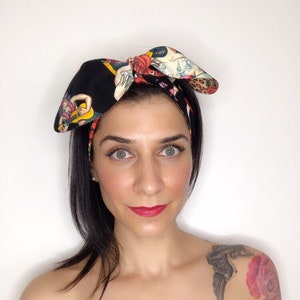 Pin Up Girls Head Scarf, Rose Headband, Dreadlock Wrap, Dread Wrap, Dreadlock Accessories, Yoga Headband, Leopard Hair Band, Head Turban.