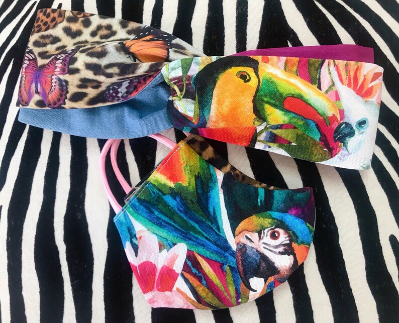 Adult Animal Print Reusable Face Mask 3 Layer Face Covering Etsy