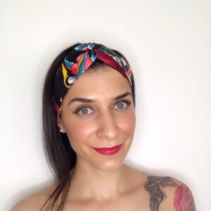 Pin Up Girl Wide Headband, Dreads Accessories, Dreadlock Wrap, Summer Headband, Satin Head Scarf, Yoga Headband, Satin Head Tie.