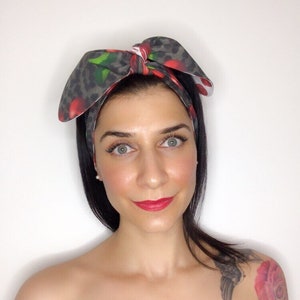Cherry Head Scarf, Summer Headband, Dreadlock Wrap, Dread Wrap, Dreadlock Accessories, Yoga Headband, Hair Band, Head Turban.
