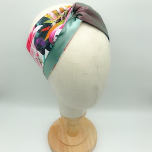 Parrot Headband Metallic, Dreads Accessories, Dreadlock Wrap, Summer Headband, Satin Head Scarf, Yoga Headband Wide, Satin Head Tie.