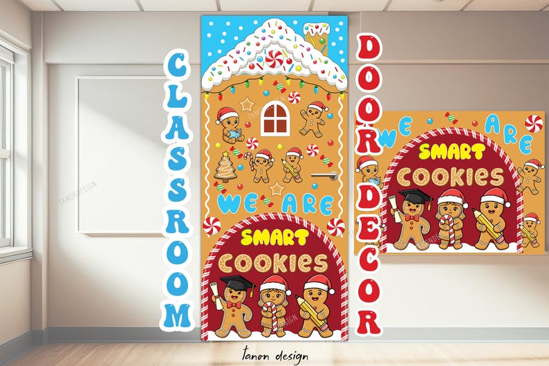 Gingerbread Christmas Classroom Door Decor Kit (printable PDF) - Etsy