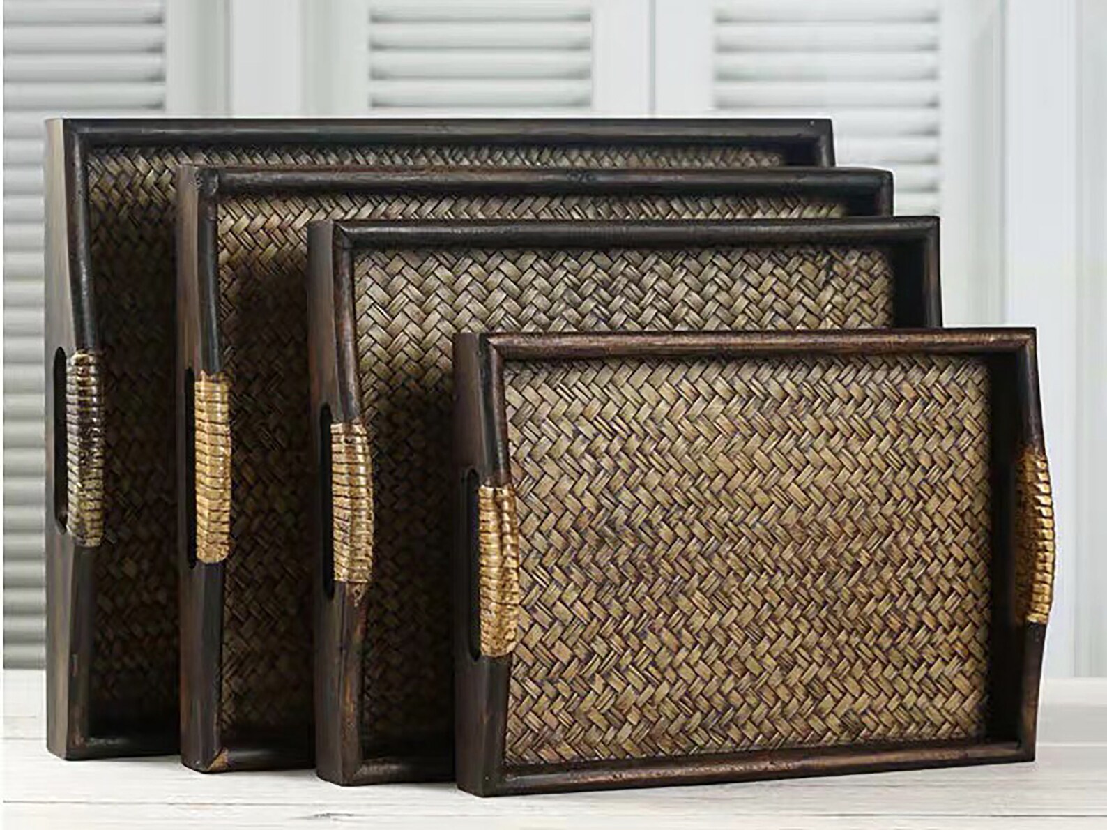 Wood weave tray Reed mat handicraft serving tray Etsy