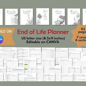 End of Life Planner: Editable Canva Template, Printable Life Organizer