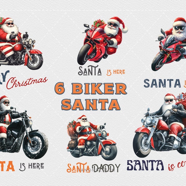 Vintage Christmas Biker Dad PNG Sublimation Bundle, Vintage Santa Claus Christmas ,Commercial Use