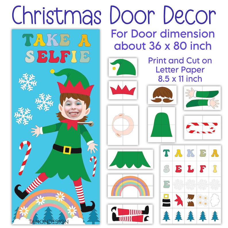 Christmas Classroom Door Decor Elf Selfie Door Decor Kit Take a