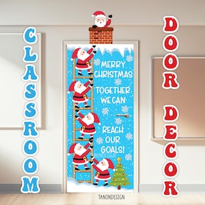 Santa Christmas Classroom Door Decor, Decor Kit, Santa Door decor kit. Printable. Inclusive Christmas door decorative