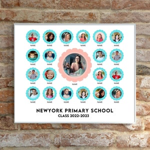 Editable School Class photo collage template | Personalize | Photo Template | Kindergarten Class Photo | Student class photo collage