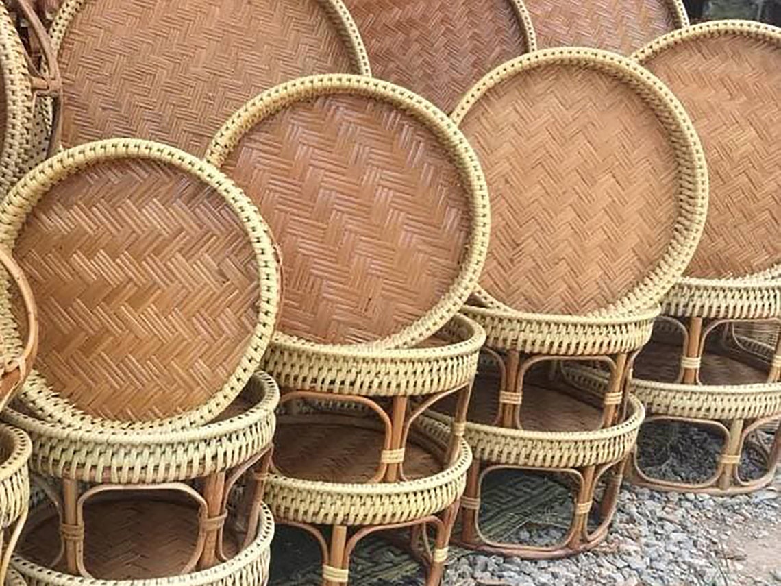 Thai Khantoke Tables Lanna Rattan Table from Northern Etsy
