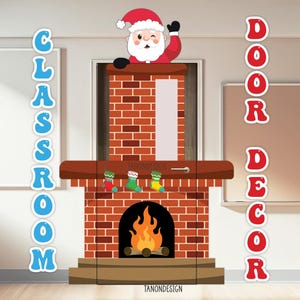 Christmas Classroom Door Decor, Decor Kit, Santa Door decor kit. Printable. Inclusive Christmas door decorative