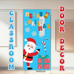 Christmas Classroom Door Decor, Decor Kit, Santa Door decor kit. Printable. Inclusive Christmas door decorative