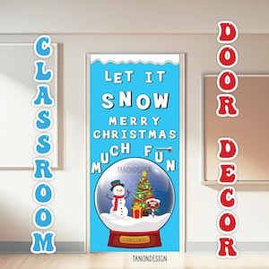 Snow Globe Christmas Classroom Door Decor, Decor Kit, Santa Door decor kit. Printable. Inclusive Christmas door decorative