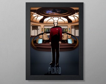Captains of Star Trek: Jean Luc Picard (The Next Generation) Art Poster Print