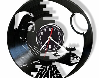 Star Wars silent wall clock made from real vintage vinyl record GIFT for your friends and relatives for any occasion home decor