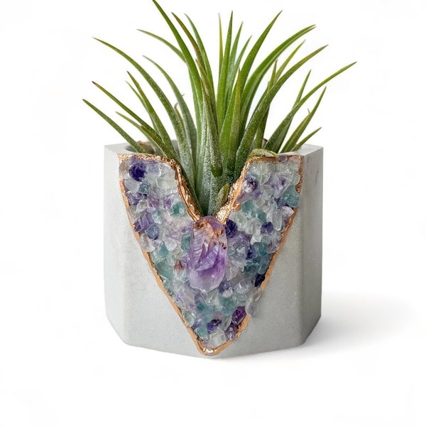 Mini concrete planter, Crystal planter for air plants and succulents