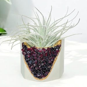 Garnet Crystal Concrete Planter, Geometric Plant Pot, Succuelnt & Air Plant Holder
