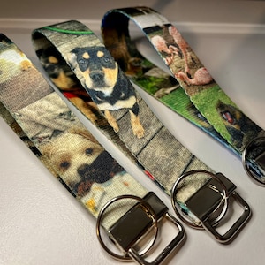Pulsera con foto personalizada, correa de poliéster personalizada, llavero con imagen, llavero con anillo con foto, accesorio personalizable, regalos con fotografías de mascotas