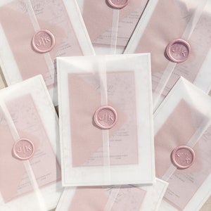 La collection de fleurs de cerisier | Faire-part de mariage semi-personnalisés | Papier cartonné de luxe imprimé pour faire-part | Papier vélin, cachet de cire, doublure d'enveloppe