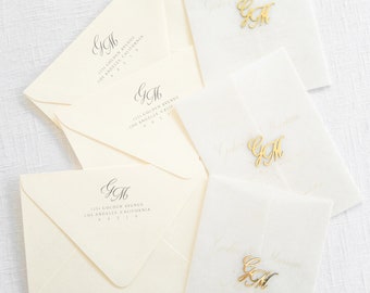 Die Beige-Kollektion | Individuell gedruckte Hochzeitseinladungen, Antwortkarten, komplettes Paket | Magnolien Blumenmuster | Hochzeitspapeterie