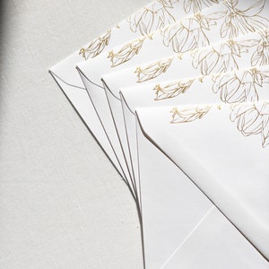 Gold Foil Pressed Floral Envelopes for Wedding Invitations / The Beverly Collection