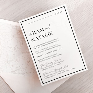 Die moderne Schriftkollektion | Individuell gedruckte Hochzeitseinladungen, Antwortkarten, komplettes Paket | Magnolien Blumenmuster | Hochzeitspapeterie