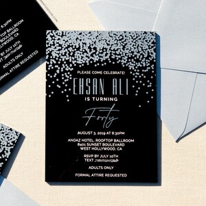 The Confetti Collection | Acrylic Birthday Invitations - Black or Clear | Customizable - Designed & Printed for You! | Los Angeles Based