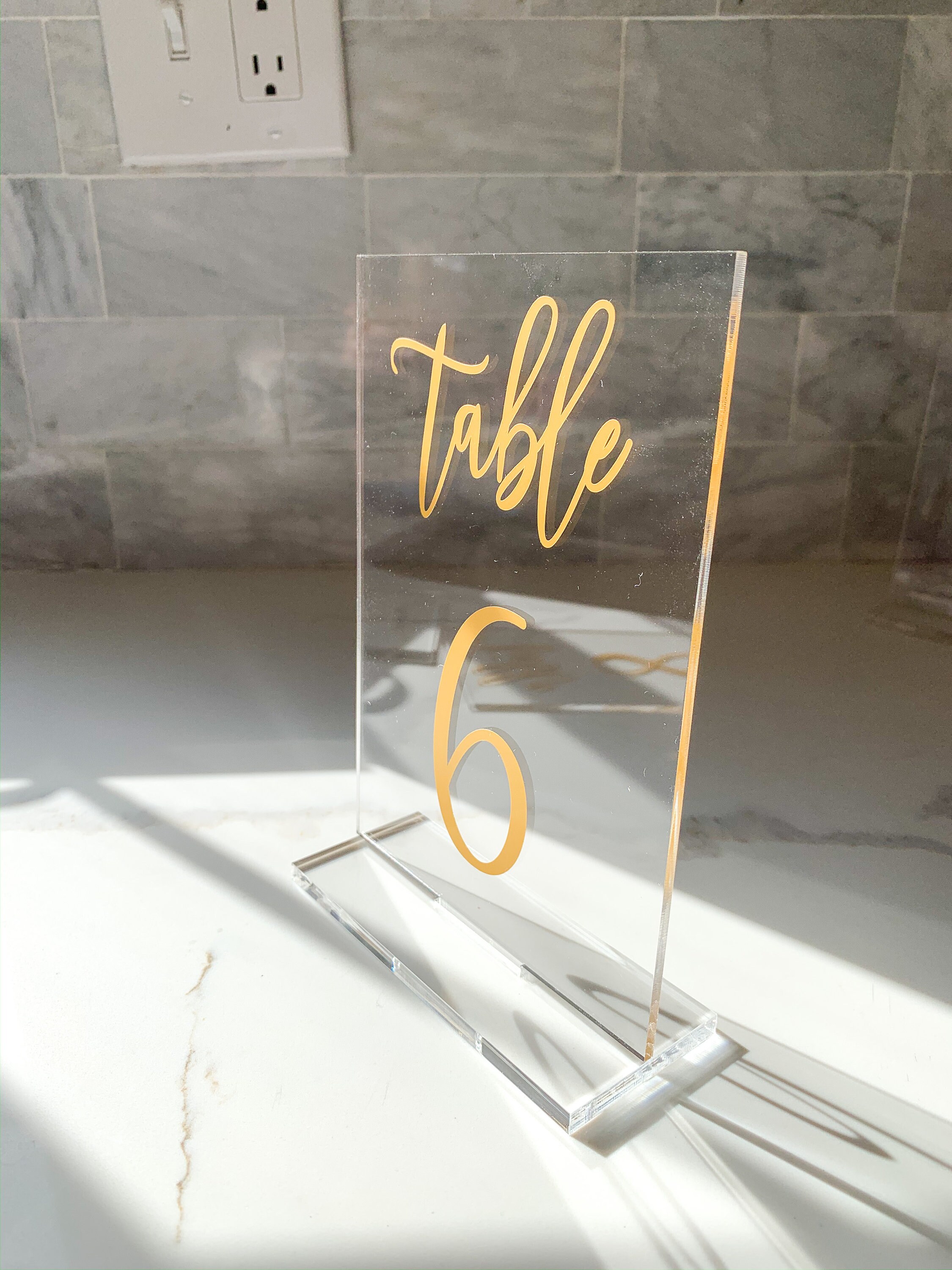 Acrylic Table Number With Clear Acrylic Stand // Style No. 1 Etsy