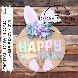 Happy Easter SVG - Digital File ONLY - Laser Cut File - Door Hanger SVG