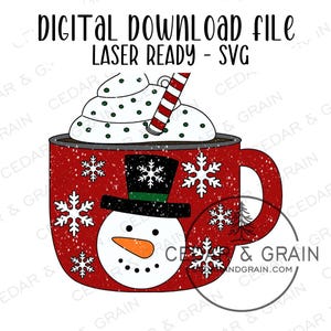 Snowman Mug Ornament SVG - Digital File ONLY - Laser Cut File - Ornament SVG