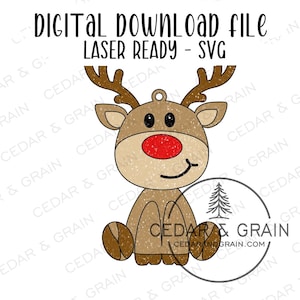 Sitting Reindeer Ornament SVG - Digital File ONLY - Laser Cut File - Ornament SVG