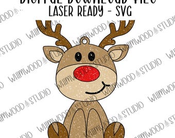 Sitting Reindeer Ornament SVG - Digital File ONLY - Laser Cut File - Ornament SVG
