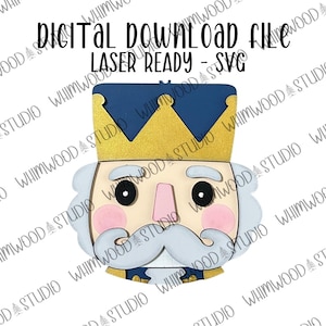 Adorno de cabeza de cascanueces SVG - Archivo digital SOLAMENTE - Archivo cortado con láser - Adorno SVG