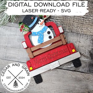 Truck Ornament With Snowman SVG - Digital File ONLY - Laser Cut File - Ornament SVG