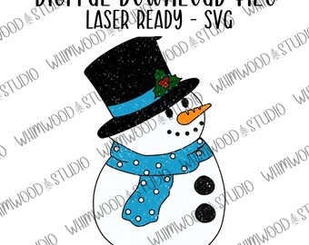 Snowman Ornament SVG - Digital File ONLY - Laser Cut File - Ornament SVG