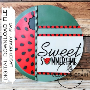 Sweet Summertime SVG - ALLEEN digitaal bestand - lasergesneden bestand - watermeloen deurhanger SVG