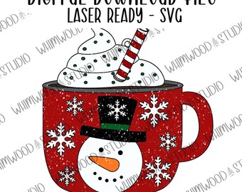 Snowman Mug Ornament SVG - Digital File ONLY - Laser Cut File - Ornament SVG
