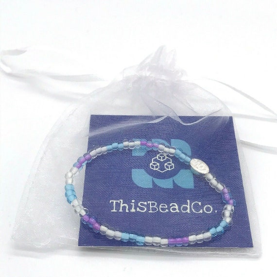 60 Seed Beads WJewelry Bag And Signature Poem Blue & Purple Glow In The Dark LOVE Seed Bead Stretch Bracelet Gift by ThisBeadCo
