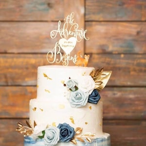 Shades of Blue and White Wedding Cake Faux Floral Decor