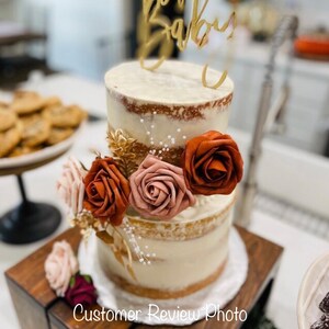 Wedding Cake Terra-cotta Floral Decor With Gold Accents and Edible Gold Sheets See Listing Description Prior To Purchase image 3