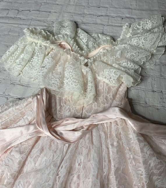 VTG 80s Gunne Sax by Jessica McClintock Baby Pink… - image 9