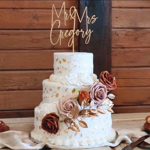 Wedding Cake Terra-cotta Floral Decor With Faux Gold Accents