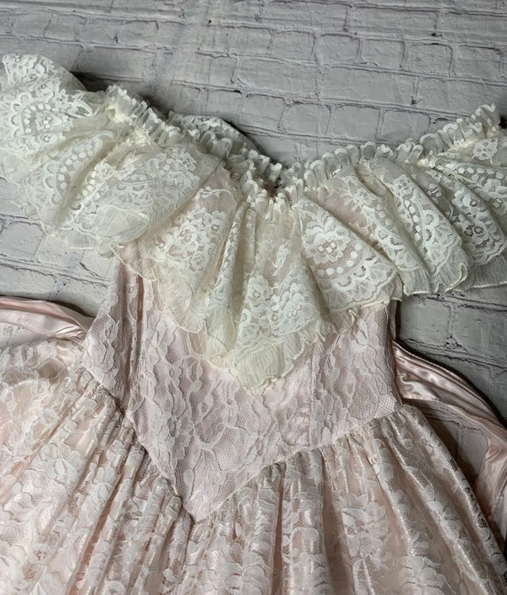 VTG 80s Gunne Sax by Jessica McClintock Baby Pink… - image 7