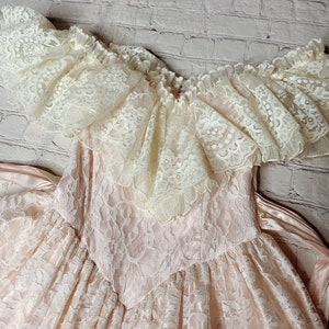 VTG 80s Gunne Sax by Jessica McClintock Baby Pink Lace Dress Victorian Size 3