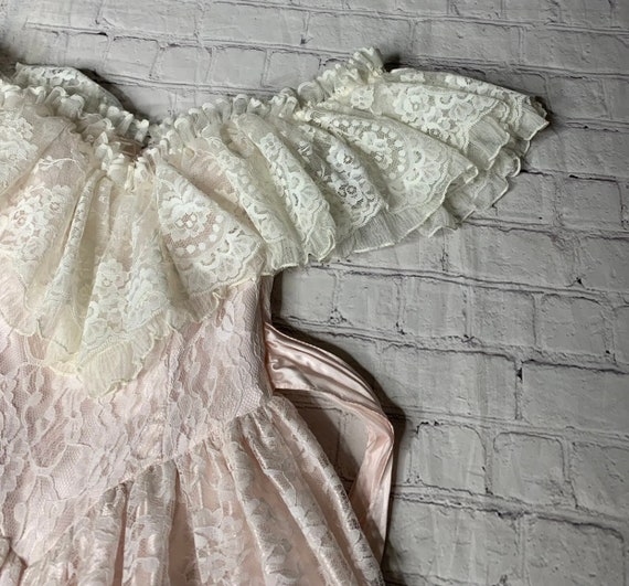 VTG 80s Gunne Sax by Jessica McClintock Baby Pink… - image 8