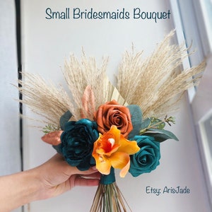 Teal and Orange Tropical Boho Wedding Bouquet