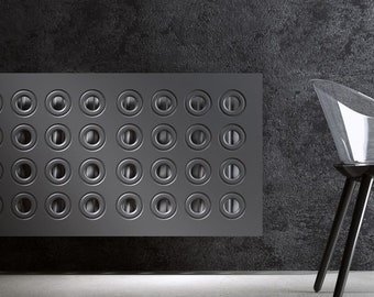 Funda para radiador a medida con diseño contemporáneo RINGS Acabado gris pizarra metalizado SATINADO MATE 70 cm de alto Otros tamaños/colores disponibles